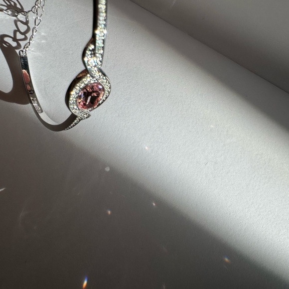 Swarovski silver tone bangle with large pink crystal - Picture 12 of 12